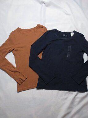 NWT 2 PC LOT GAP womens LONG SLEEVE tee A NEW DAY t-shirt CREW SIZE girls XS/S